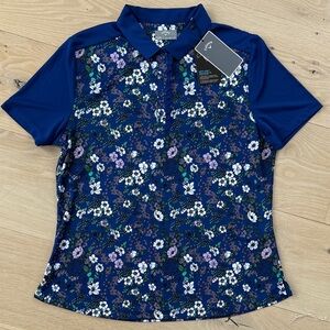 ⛳️NWT Callaway Ladies Navy Floral Short-Sleeve Golf Polo